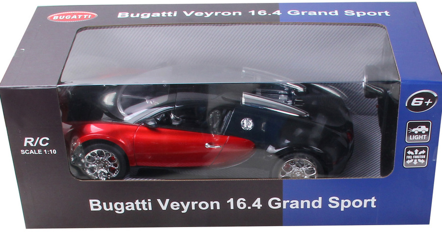 Радиоуправляем Модел 1:10 – R/C Bugatti Veyron 16.4 Grand Sport със USB Зарядна Батерия и Дистанционно с Фина Настройка, 57×26×23 см